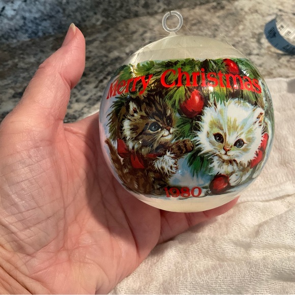 Vintage Kittens 1980 Satin Ball Christmas Ornament - Picture 4 of 8
